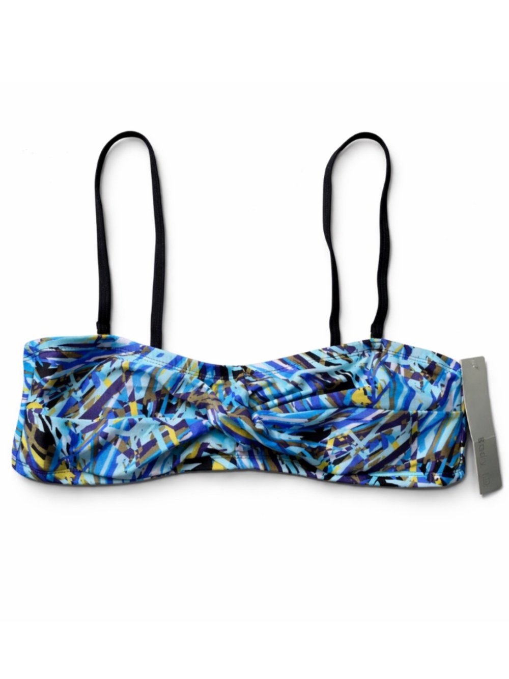 Vintage Y2K NWT Body ID Vibrant Abstract Blue Bandeau Style Bikini Top